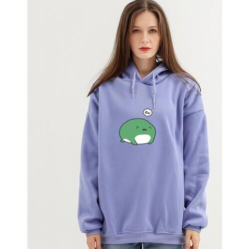 Hoodie Woman Hood Print Kawaii Fat Frog Hoodies Sweatshirt Harajuku Sweatshirt Woman Streetwear Hoodie Oversize Korean Style