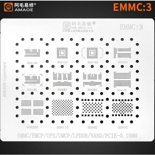 High quality BGA Reballing reball Stencil for EMMC EMCP UFS 0.15MM BGA153 BGA254 BGA162 BGA169 BGA186 BGA221
