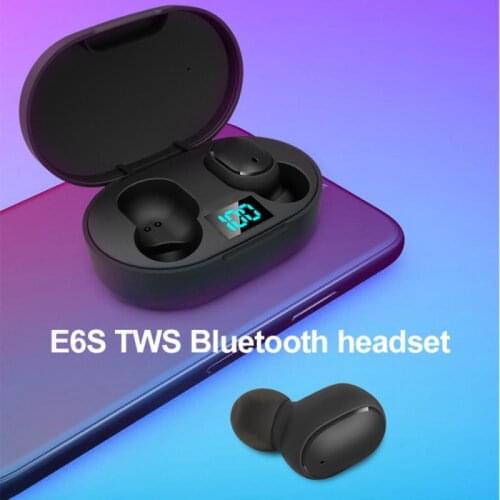 Bluetooth V5.0 Earphones E6S TWS True Wireless Headphones 6D Stereo Headset Eliminates Noise Headset Waterproof IPX4 45 MAh