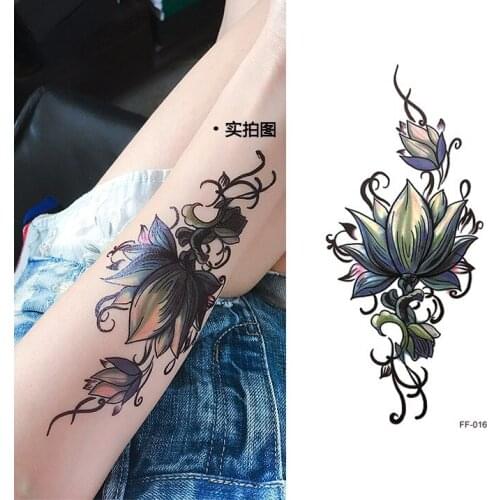 Waterproof Temporary Tattoo Sticker China ink flower lotus tattoo womens body art Water Transfer fake tattoos Flash Tatto