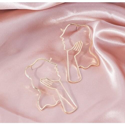 Alloy Hollow Out Irregular Face Stud Earrings for Women Retro Earring Fashion Jewelry Aesthetic Accessories 2020 Party Gifts