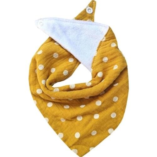 1pc Baby Bibs Cotton Accessories Newborn Solid Color Snap Button Soft Triangle Saliva Towel Feeding Drool Bibs A5YC