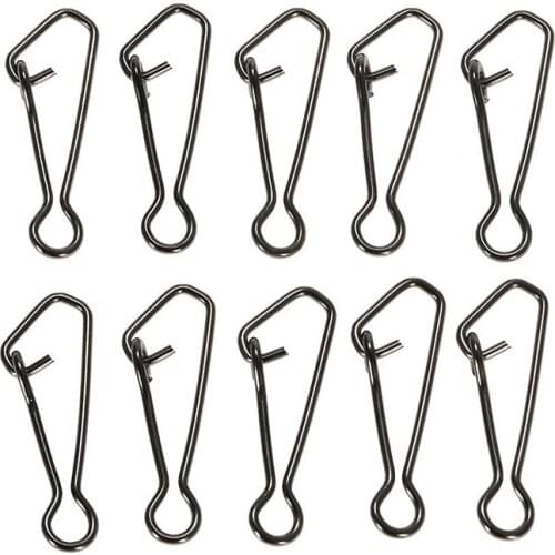 100Pcs Fishing Hooked Snap Links Fishing Swivel Snap Hook Line Connector Carp Fishing Tackle L-15Mm