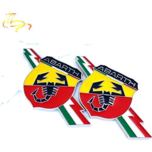 2pcs Fashion 3D Metal Scorpion Car Stickers Emblem Side Wing Badge Trunk Decal Sticker For Fiat Abarth 124/125/125/500 Punto