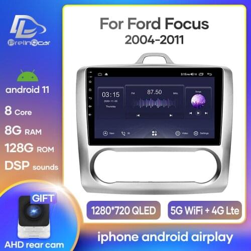Prelingcar For Ford Focus 2 Mk 2 2004-2011 Car Radio stereo Multimedia Video Player Navigation GPS Android 10.0 DSP dashboard