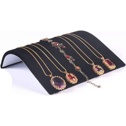 Velvet Arc Shape Necklace Bracelet Jewelry Display Stand Holder - Black