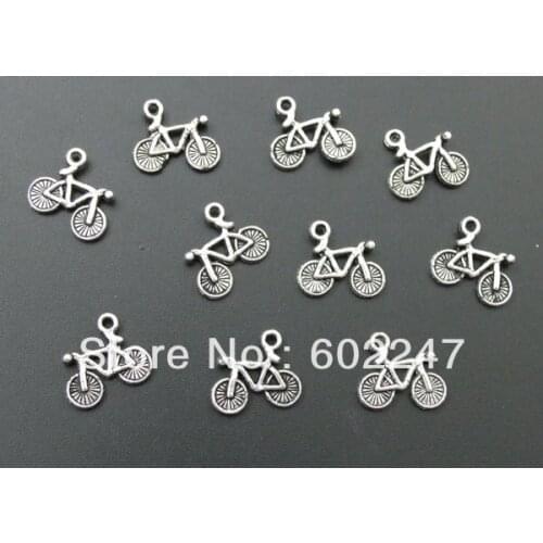 DIY Bracelets Charms Findings Wholesales, Tibetan Silver Bike Charm Pendants Wholesales, 300pcs/lot