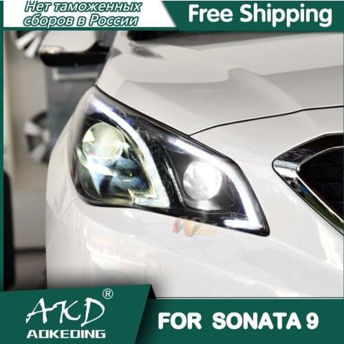 For Car Hyundai Sonata 9 Headlights 2015-2017 DRL Day Running Light LED Bi Xenon Bulb Fog Lights Car Accessory Sonata Head Lamp