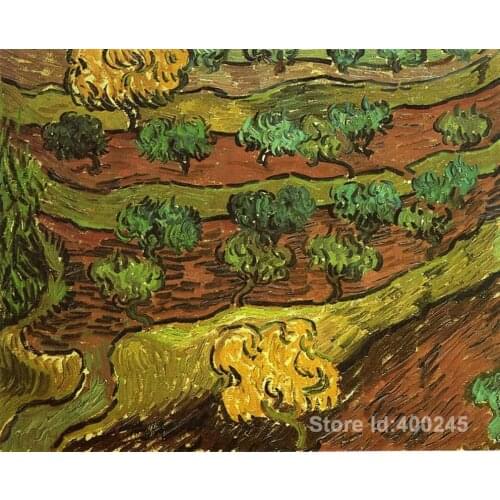 Artwork by Vincent Van Gogh Olive Trees against a Slope of a Hill Oil painting canvas reproduction High quality Hand painted