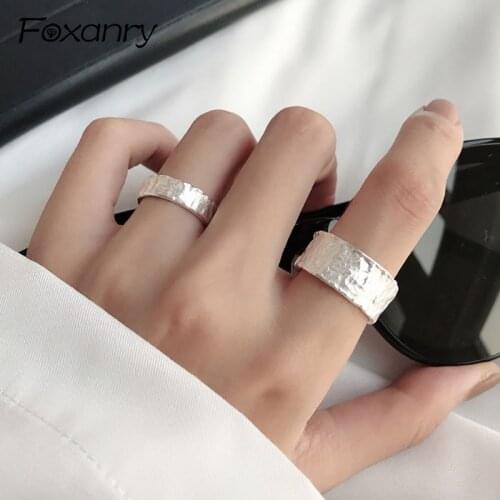 Foxanry Wholesale 925 Sterling Silver Rings for Women Couples New Fashion Handmade Jewelry Creative Simple Party Accessories