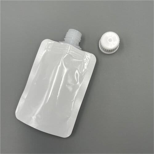 1pc 50ml Reusable Leakproof Clamshell Bag Stand Up Spout Pouch Plastic Hand Sanitizer Lotion Makeup Fluid Bottles Travel Bag