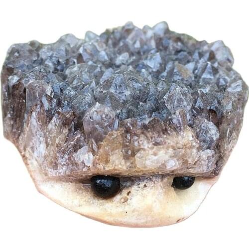 Natural quartz hand-carved hedgehog crystals healing stones clear quartz cluster
