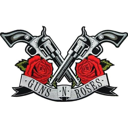 2020 New Embroidery Rose Gun Cloth Sticker Patch Clothing Accessories Large Accessories with Glue in Stock