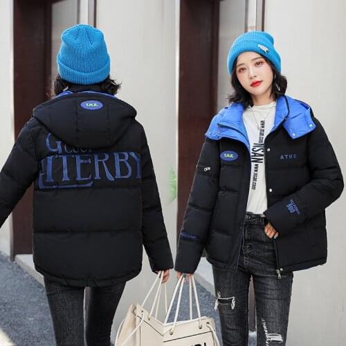 New 2021 Women Short Jacket Winter Thick Hooded Cotton Padded Coats Female Korean Loose Puffer Parkas Ladies Oversize Outwear