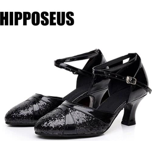 New Professional Latin Dance Shoes Sequin Ballroom Modern Tango Jazz Salsa for Women/Girls/Ladies High Heeled Gold/Silver/Red