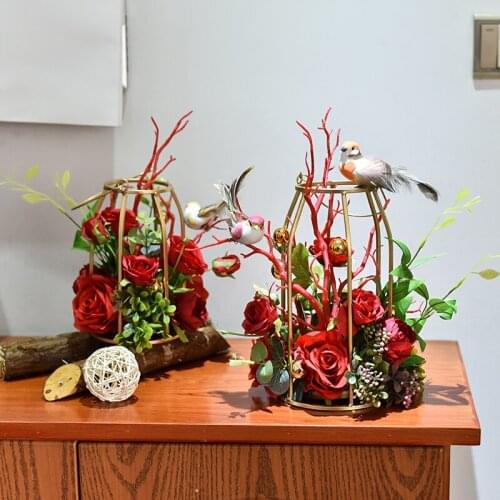 New simulation flower decoration living room decoration light luxury high-grade electroplating flower device modern simple