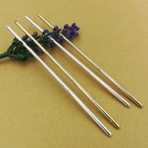 SEA MEW 50 PCS 125*3mm Vintage Metal Hairpins Hair Stick Base Setting 3 Colors Plated For Women Hair Jewelry