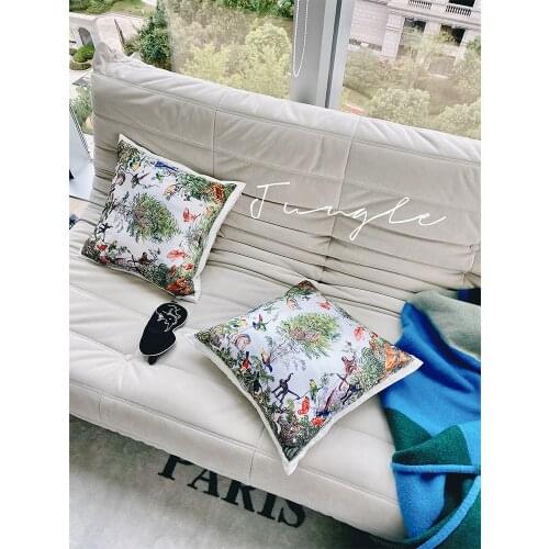 48x48cm Jungle Love silk pillow Seat Cushion Back Cushion Lumbar Rests pillow do not with core