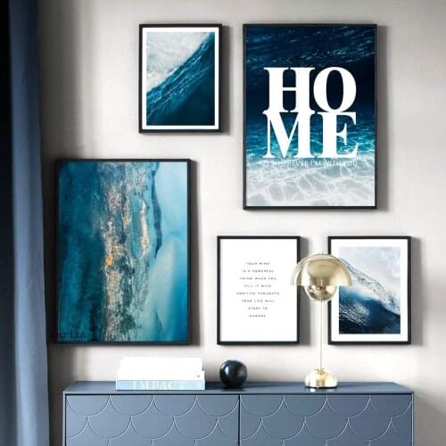 Nordic Scandinavia Canvas Poster Seascape Deep Blue Sea Livingroom Home Wall Decor Painting Pictures for Home Design