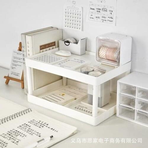 Pure White Multi-layer Desktop Storage Rack Kitchen Plastic Storage Rack Bathroom Countertop Cosmetic Storage Rack Shelf