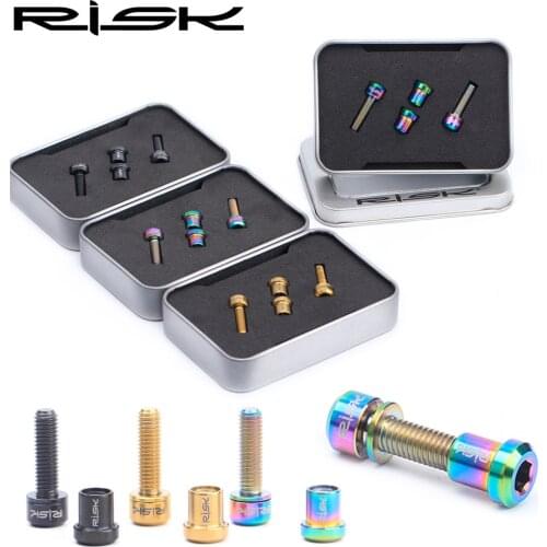 RISK Titanium Bolts M5 X18mm Fork Lock Bolts Nuts Kit Ti Bolt Carbon Fiber Stem Bolts Road MTB Bike Fastening Fasteners Set