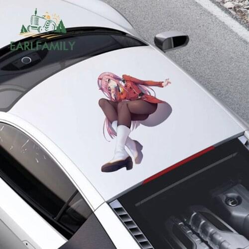 EARLFAMILY 43cm x 39cm For Darling in the FRANXX Car Stickers Sunscreen Fine Decal Vinyl Material Scratch-Proof Decoration