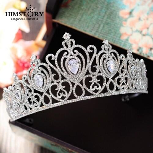 HIMSTORY High Quality Large Tiaras Crowns Bridal Wedding Hair Accessories Jewelry Birthday Party Crown HeadpIece Hairwear
