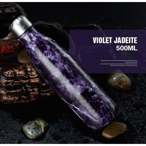 1PC Electroplating Bowling Water Bottle 304 Stainless Steel Bright Sports Water Cup Marble Pattern Coke Bottle Thermos