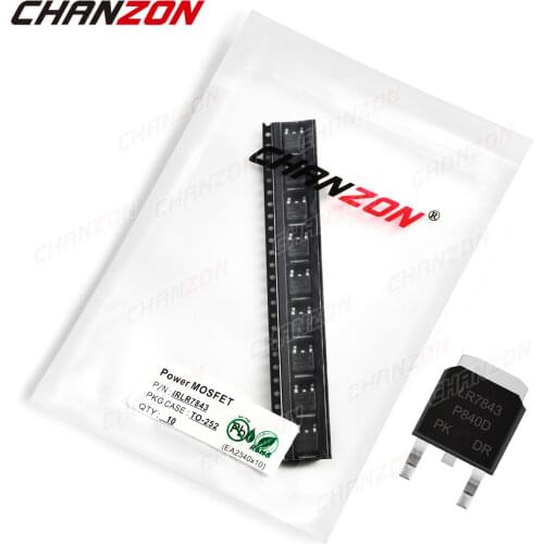 10Pcs IRLR7843 TO-252 Power SIC Mosfet Transistor Bipolar Junction Powerful Triode Tube Fets SMD 161A 30V Integrated Circuits