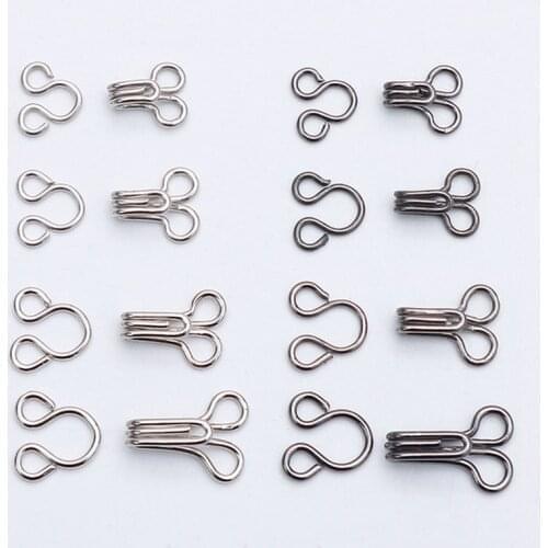 100set Metal collar hook 11.5-17mm Metal Buckle Button for Bra/Dress/Corset/Collar/Bag/Shirt Garment Sewing Accessories