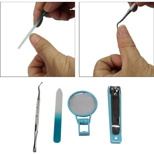 4 in 1 Nail W / Glass Magnifier Nail File Manicure Pedicure Tool Se