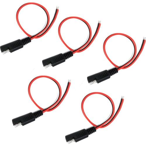 5 PCS 30CM 18AWG DIY SAE Power Automotive Extension Cable 2 Pin with SAE Connector Cable Quick Disconnect