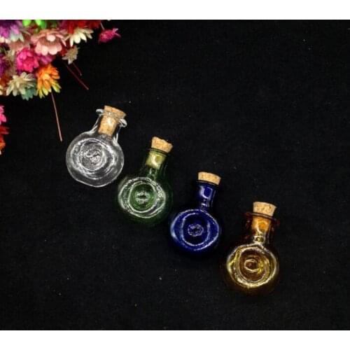 50sets/lot Mini Small Fancy Empty Glass Bottle Wishing Corks Handwork Necklace Pendant glass Bottle Perfume essential oil vials