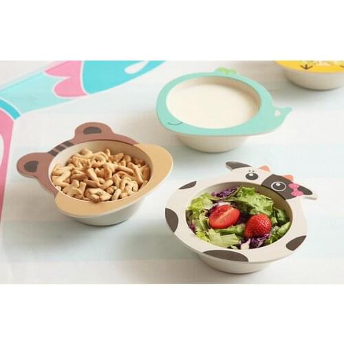 50pcs Environmental Natural bamboo fiber child bowl Baby tableware cartoon dinner Tableware