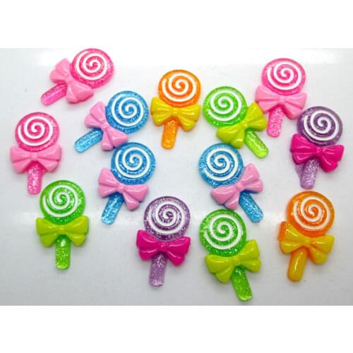 50Pcs Mixed Lollipop Resin Beads Decoration Crafts Flatback Cabochon Scrapbooking Fit Phone Embellishments Diy Accessories