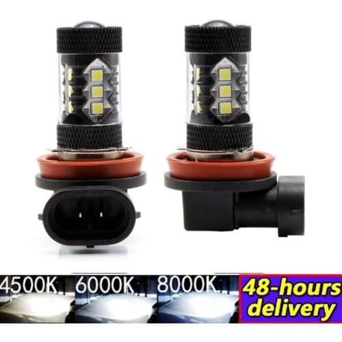 2Pcs Car LED Fog Light H1 H3 H7 H11 9005/HB3 9006/HB4 Fog Lamp 80W 12000LM 6500K Auto Driving Fog Bulbs CSP Chip