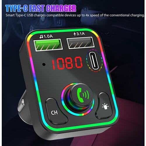 Wireless 5.0 Car FM Transmitter Kit Dual USB PD Charger AUX Hands-Free Audio Receiver Adapter Car Electronics Accessories