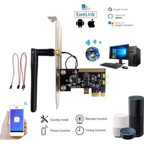 EWeLink WiFi Wireless Smart Switch Relay Module Mini PCI-e Desktop Switch Card Restart Switch Turn On/OFF PC Remote Control