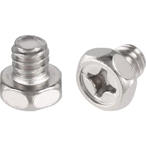 Uxcell 1/4"-20 x 15/64" Hex Head Cap Screw Bolts Phillips Screws Silver Tone for Double Bed Furniture TV Rack 30pcs