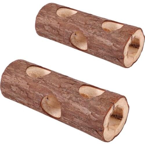 Wooden Animal Tunnel Exercise Tube Chew Toy for Rabbit Ferret Hamster Guinea Pig Hamster Toy Tunnel Small Pet