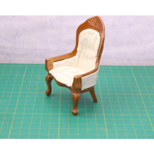 G07-X081 children baby gift Toy 1:12 Dollhouse mini Furniture Miniature rement Doll accessories wooden High back chair D192 1pcs