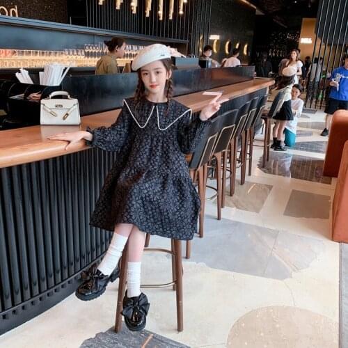 2021 Baby Girl Dress Fall Winter Teenage Girl Flower Long Sleeve Princess Dress Children Letter Belt Dresses Long Sportwear