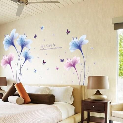 Dreamy butterfly flowers wall sticker PVC Material waterproof wall decal For Living room sofa background wall home decor sticker