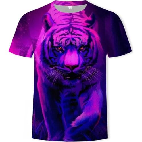 Oversized lion T-shirt mens breathable sports T-shirt trend summer comfortable short-sleeved O-neck 3D printed top 2021 cool