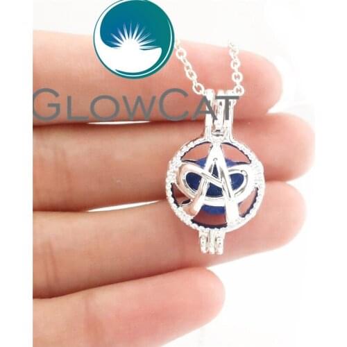 GLOWCAT LL500 Vintage Letter A Alphabet Beads Cage Chain Necklaces Aroma Perfume Diffuser Pearl Cage Finding Women Jewelry