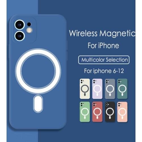 For MagSafe Support Wireless Charge Cover For iPhone 12 11 Pro Max 12 Mini Liquid Silicone Case For iPhone 7 8 Plus X XS Max XR