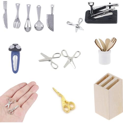 2pcs Mini Metal Scissors Miniature Dolls House Furniture 1:12 Dollhouse Decor