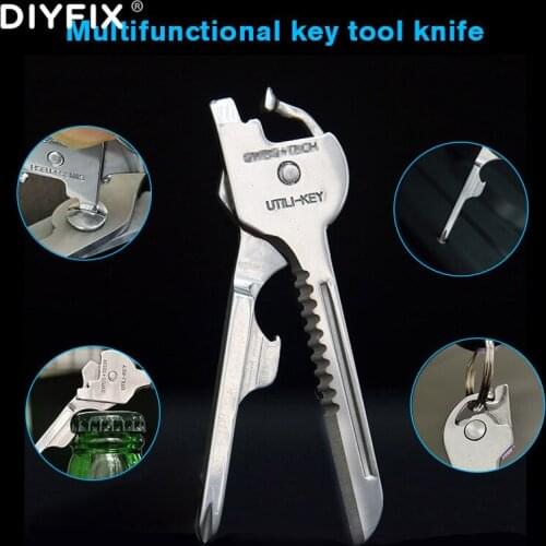 DIYFIX Multifunctional Key Folding knife Stainless Steel Mini Knife Swiss Creative Technology Outdoor EDC Key Ring Hand Tool