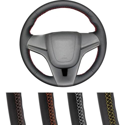 Customized Car Steering Wheel Cover For Chevrolet Cruze 2009-2014 Aveo Orlando Ravon R4 Black Artificial Leather Steering Wrap