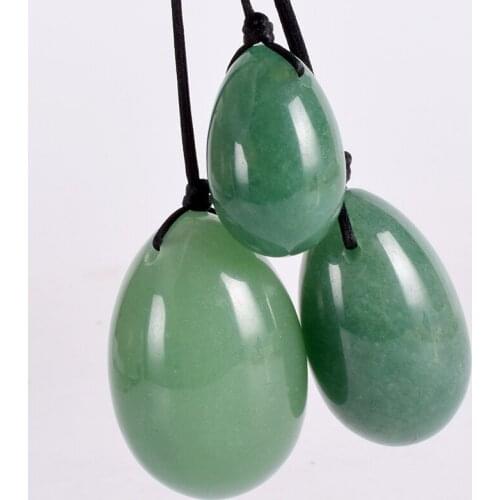 Drilled Hole Natural Gems Stones Green Aventurine Pelvic Kegel Exercise Jade Yoni Egg Tightening Vaginal Muscle Ball Massager